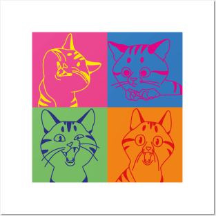 drawing of colorful cats Posters and Art